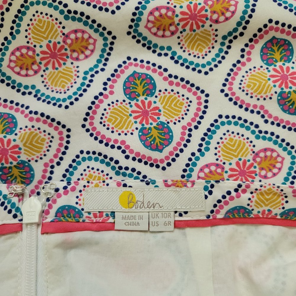 Boden Geometric Print Cotton Pencil Skirt Women's 6 - Picture 3 of 3